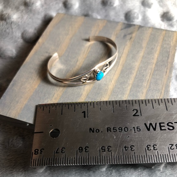 Turquoise and Sterling Infant Cuff Bracelet - Picture 4 of 5